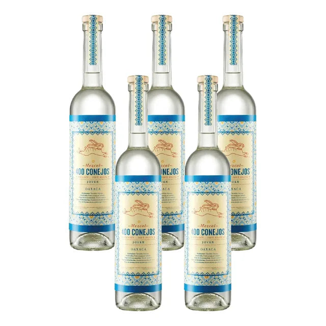 5 Pz Mezcal 400 Conejos Joven 750 Ml
